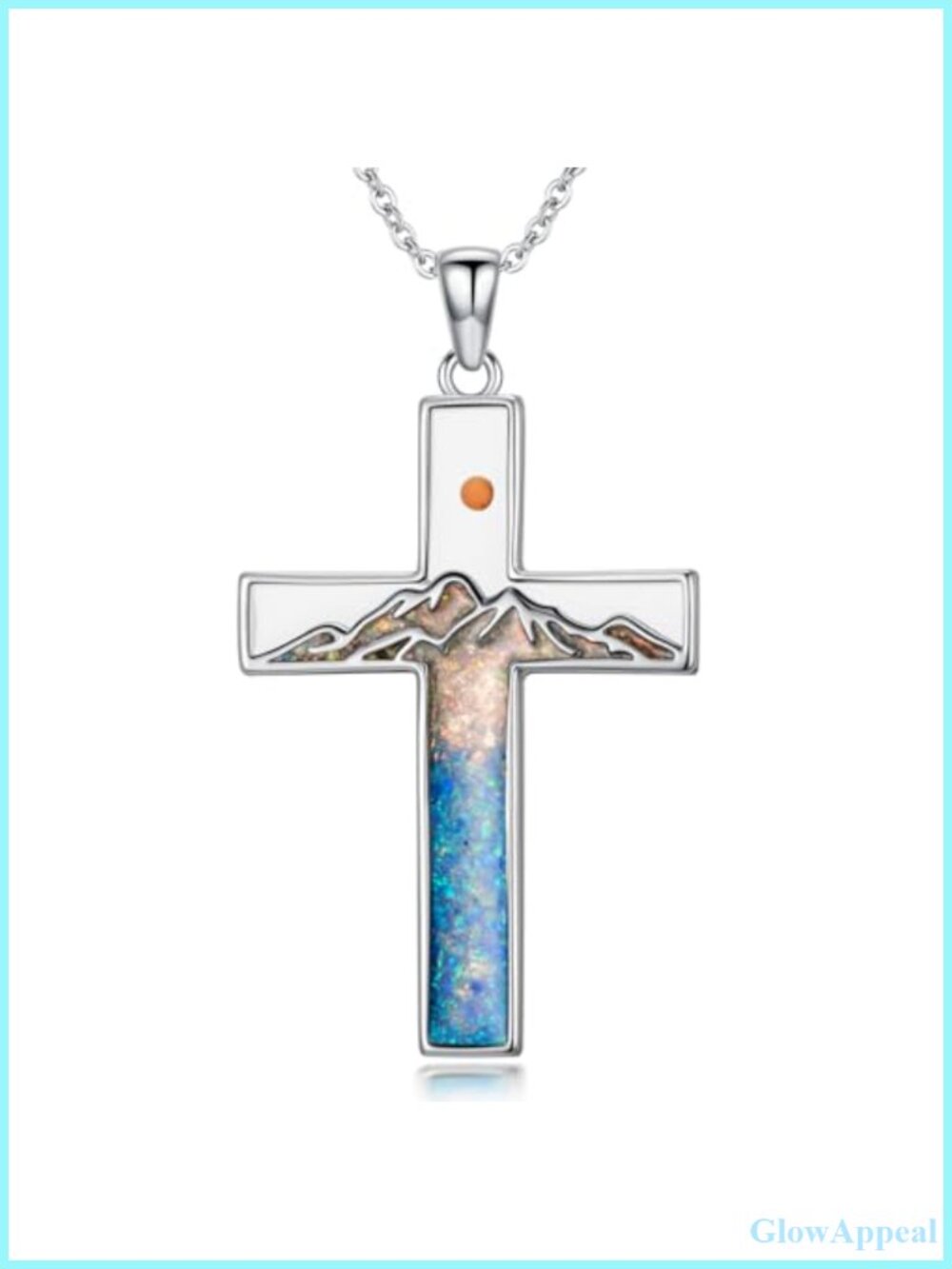 925 Sterling Silver Mustard Seed Cross Pendant Necklace 20in